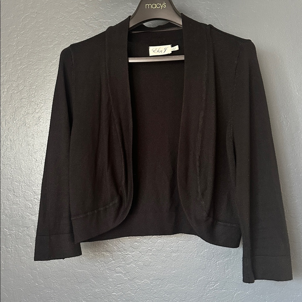 Eliza J Elegant Black Open-Front Cardigan - Picture 5 of 5